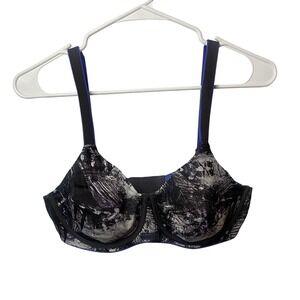 Berlei Sports Bra High Impact Underwire Blue Black Abstract Print 36D YYR9